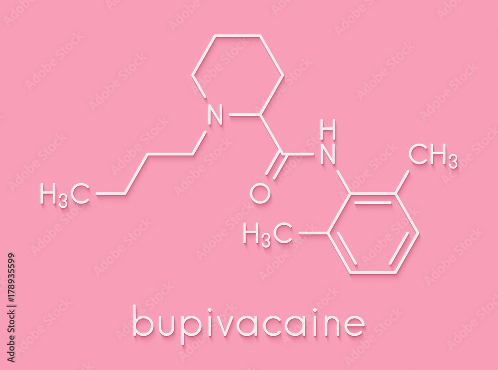 Bupivacaine epidural anesthetic drug molecule (local anesthetic