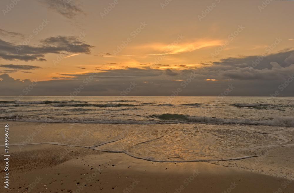 The coast of Benicasim at sunrise, Castellon The coast of Benicasim at sunrise, Castellon
