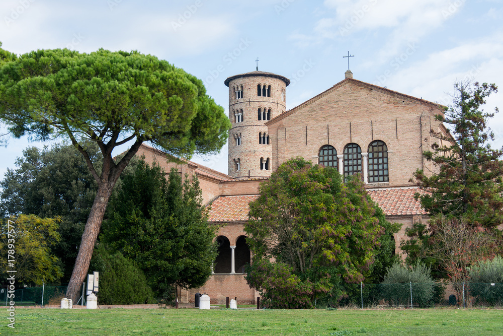 Fototapeta premium Italy, Ravenna Saint Apollinare in Classe Basilica with the round bell tower