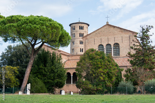 Italy, Ravenna Saint Apollinare in Classe Basilica with the round bell tower © puckillustrations
