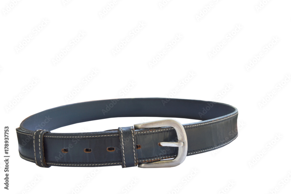black leather men belt roll on white background black leather men belt roll on white background