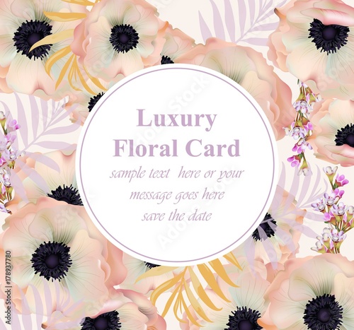 Poppy flowers luxury design card Vector. Background for business card, brand ...
