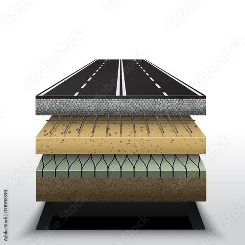 section of asphalt road Pavement layers