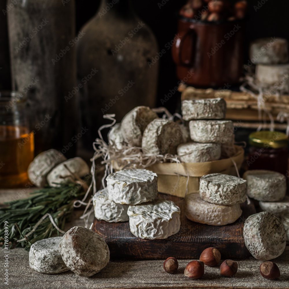 Fototapeta premium Variety of French Cheeses in a Dusty Pantry
