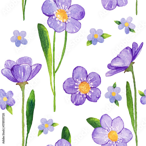 Purple trendy floral pattern blossom flowers seamless background