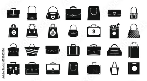 Handbag icon set, simple style photo