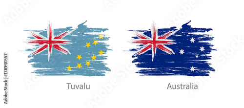 Set of smear painted flags of different countries