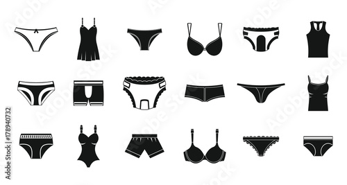 Underwear icon set, simple style