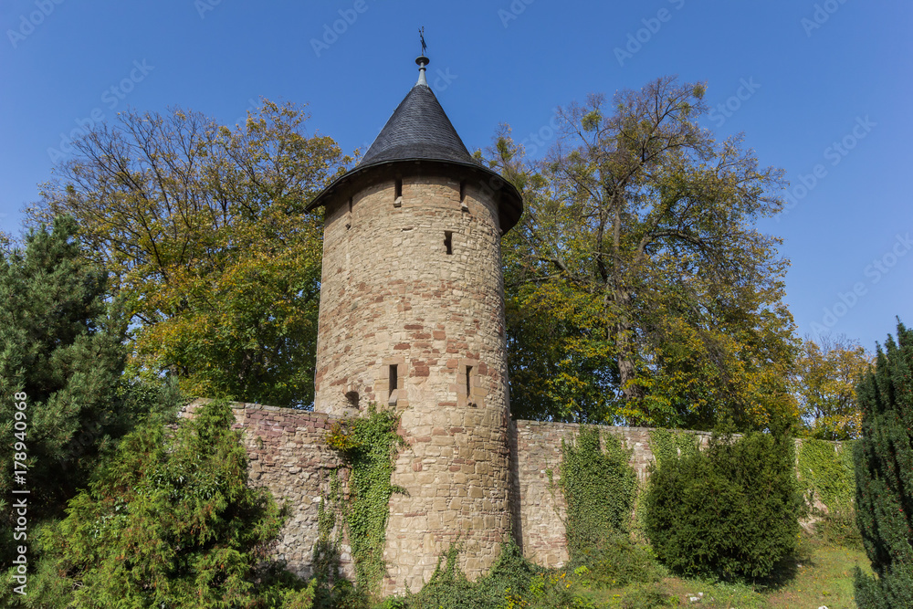 Surrounding city wall and defense tower in Wernigerode