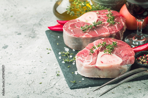 Fresh veal shank slices photo