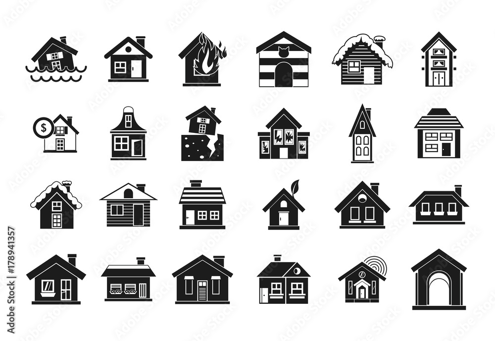 House icon set, simple style