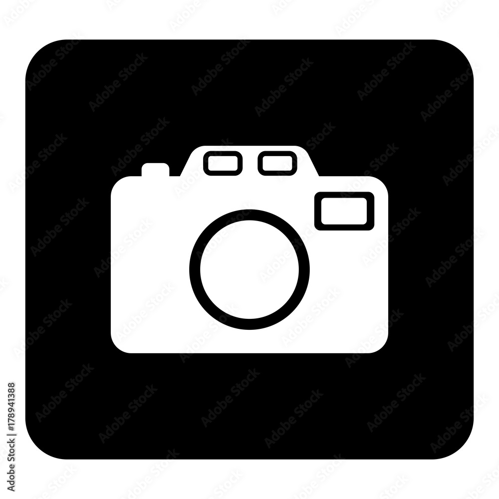 Retro camera icon vector. Vector white illustration on black background  Stock Vector | Adobe Stock