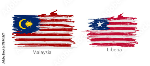 Set of smear painted flags of different countries