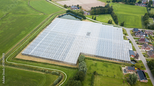 Greenhouse complex in farm land