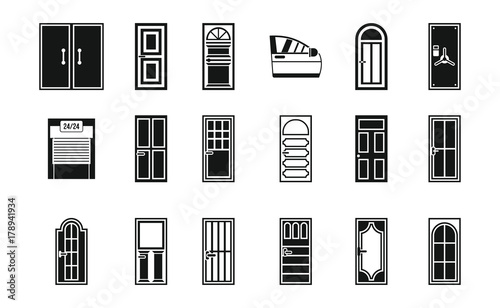 Door icon set, simple style photo