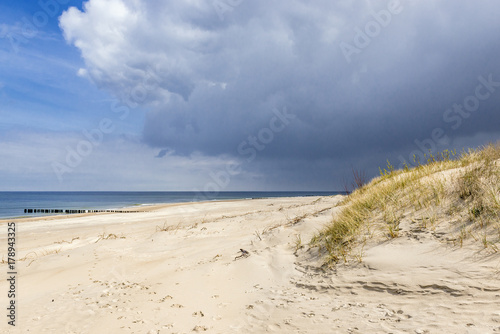 Sand dune on a Baltic Sea beach in Dziwnow town  Poland