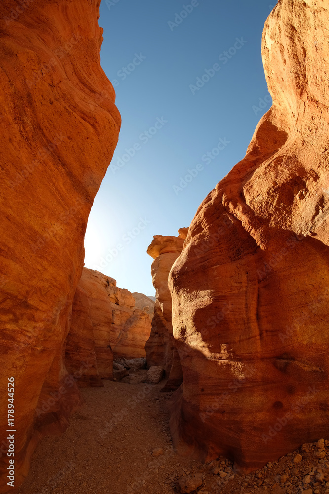 Red canyon in Timna mountains.