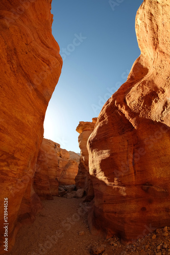 Red canyon in Timna mountains.