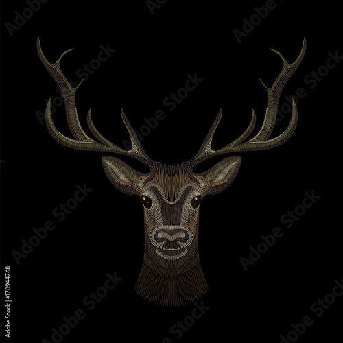 deer face embroidery for fashion design wearing