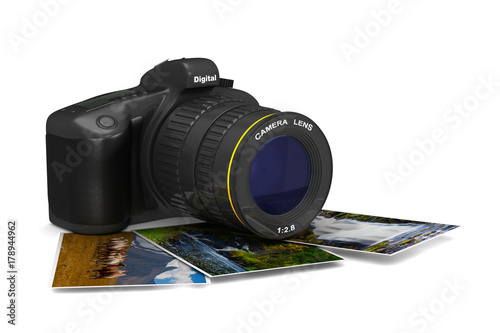 digital camera on white bac...