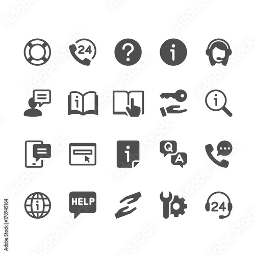 Help and support glyph icons