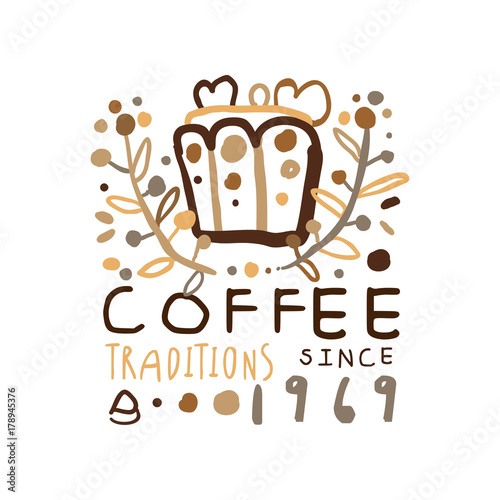 Abstract hand drawn coffee logo design