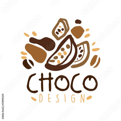 Hand drawn original logo design with cocoa beans
