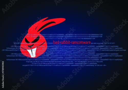 Bad rabbit ransomware attack. Computer technology and cyber security concept