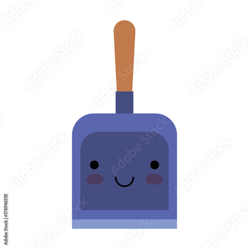 kawaii hand dustpan top view in colorful silhouette
