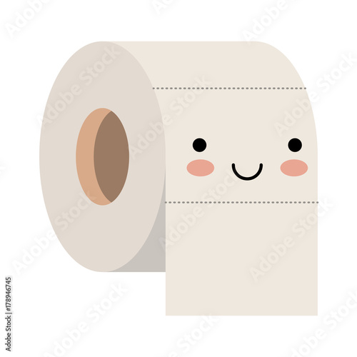 kawaii toilet paper roll in colorful silhouette