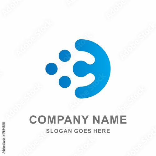 Monogram Letter C Circle Dots Digital Link Connection Technology Computer Business Company Stock Vector Logo Design Template 
