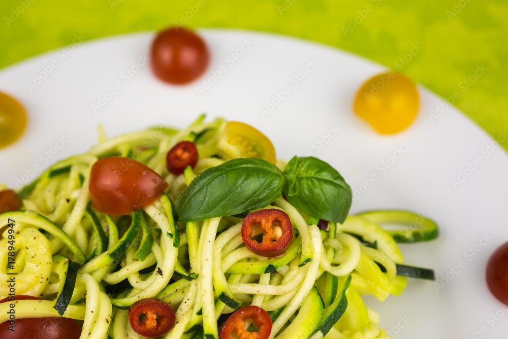 vegetarian zucchini noodles with cherry tomatoes and pepper vegetarian zucchini noodles with cherry tomatoes and pepper