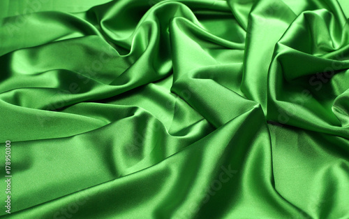 green crumpled silk fabric