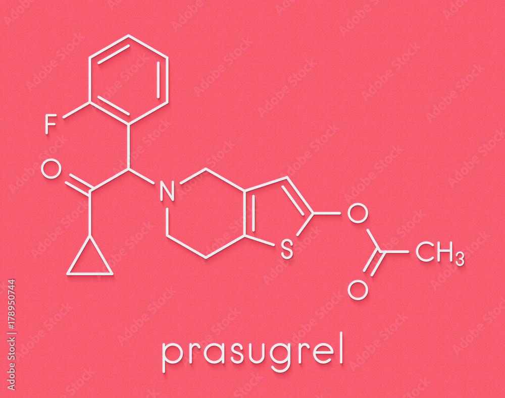 Prasugrel platelet inhibitor drug molecule. Used in treatment of acute