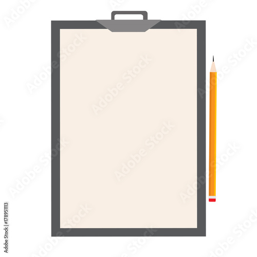 Clipboard and white blank sheet of paper. Vector illustration isolated on background