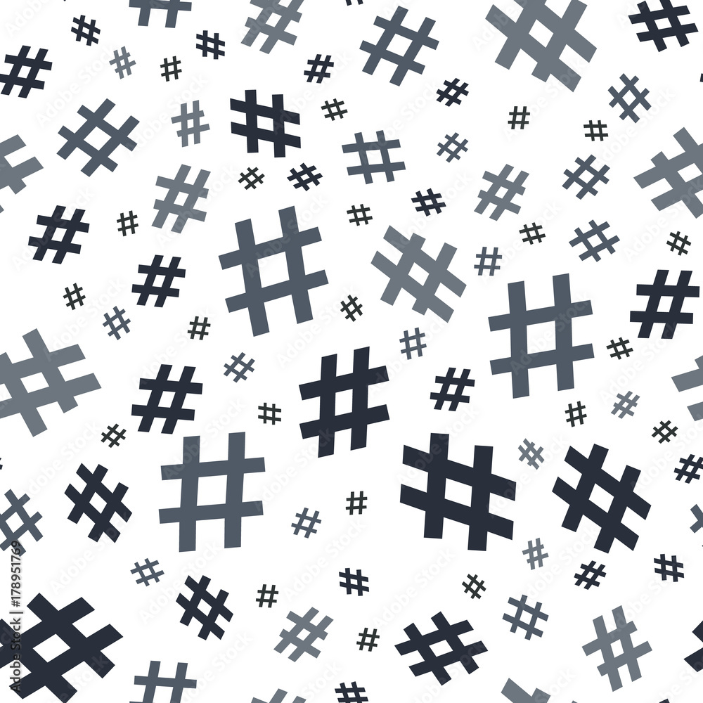 Obraz premium Hashtag icon seamless pattern. Hashtag random seamless pattern