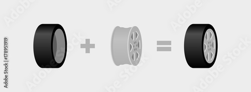 Tire rim and wheel icons