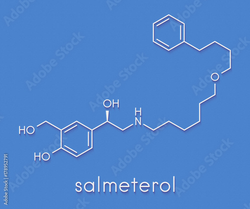 Salmeterol asthma drug molecule. Skeletal formula. photo