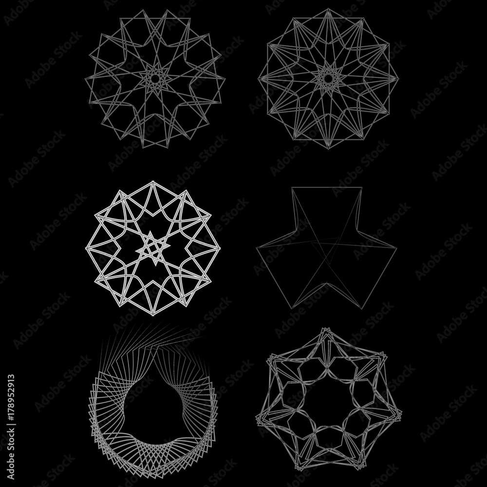 Geometric set stars and flowers for gifts and holidays pattern vector EPS10 Geometric set stars and flowers for gifts and holidays pattern vector EPS10