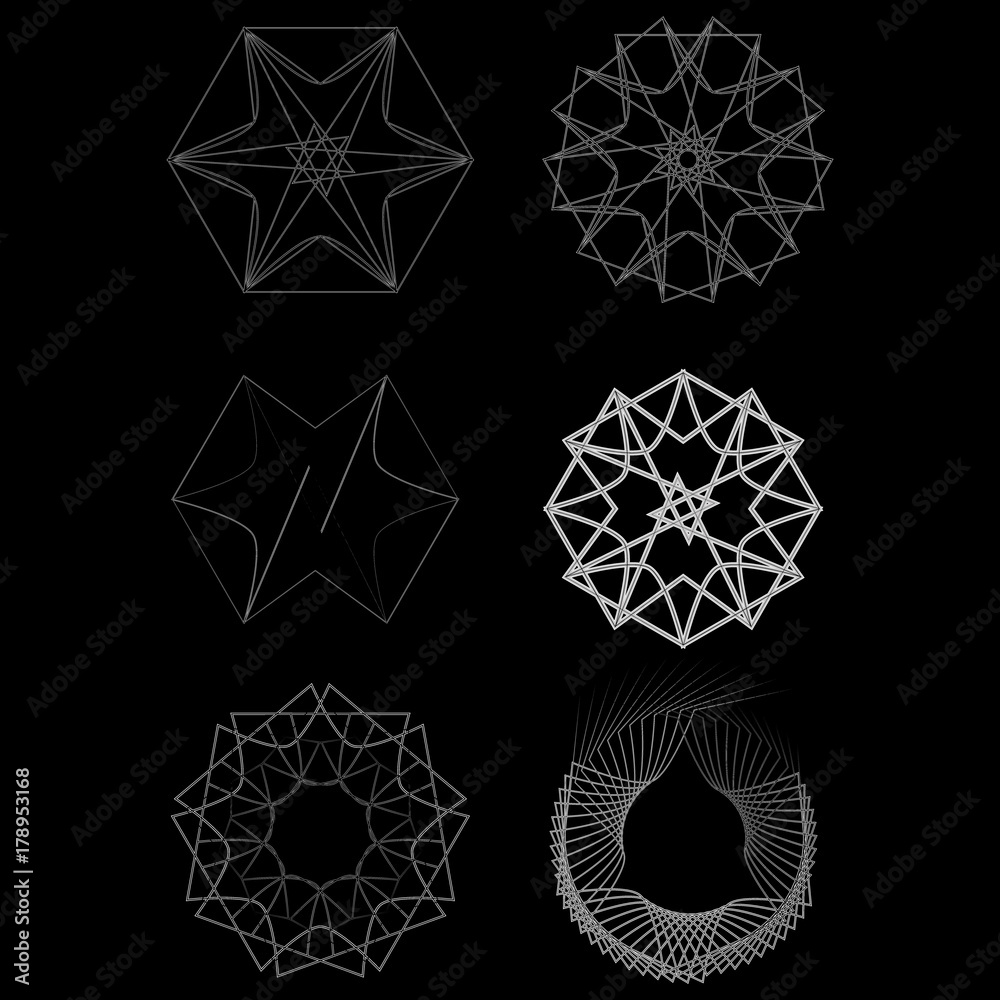 Geometric set stars and flowers for gifts and holidays pattern vector EPS10 Geometric set stars and flowers for gifts and holidays pattern vector EPS10