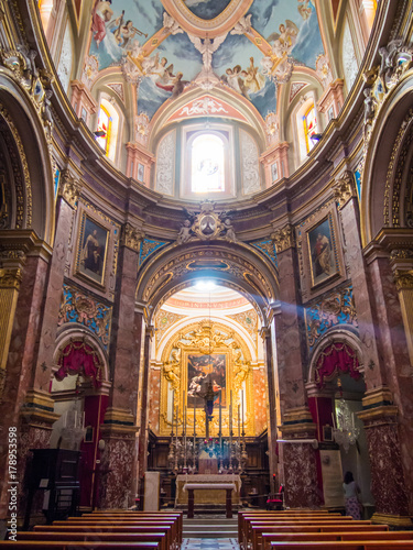Beautiful interior of the famous Saint Mdina Cathedral in Malta  Landmark of Europe