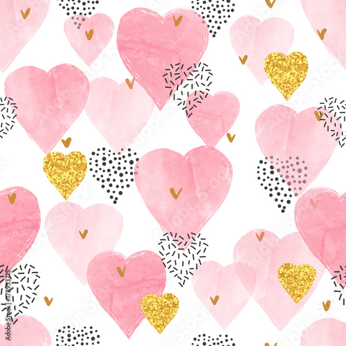 Plakat z wzorem różowych serc