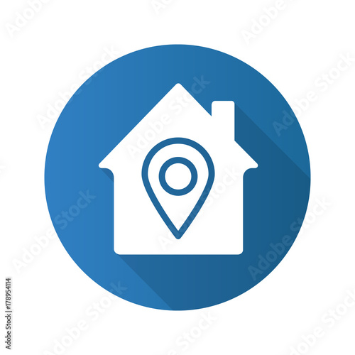 Home location flat design long shadow glyph icon