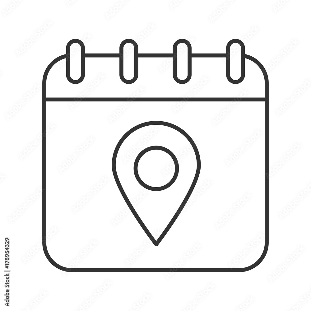 Calendar page with map pinpoint linear icon Calendar page with map pinpoint linear icon