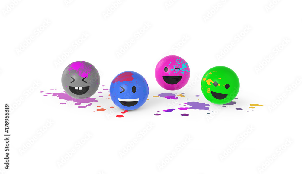 Smileys haben Spaß mit der Farbe Stock Illustration | Adobe Stock