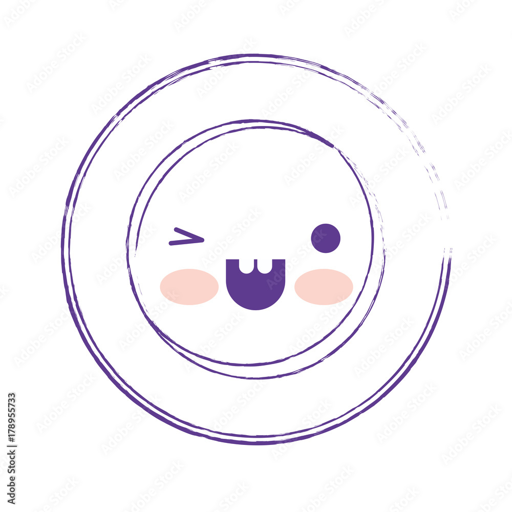 kawaii dish in top view in purple blurred silhouette kawaii dish in top view in purple blurred silhouette