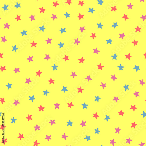 Cute stars. Festive seamless pattern for children.