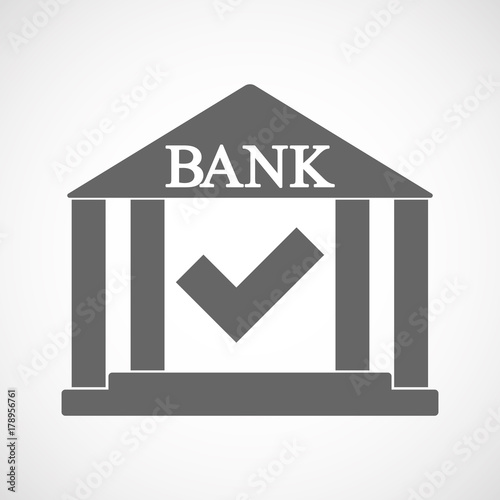 Isolated bank icon with a check mark