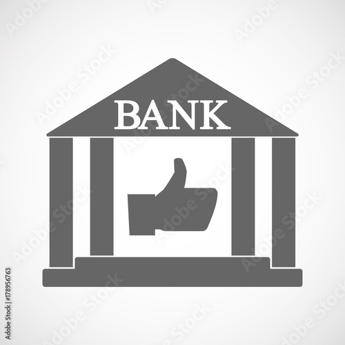 Isolated bank icon with a thumb up hand