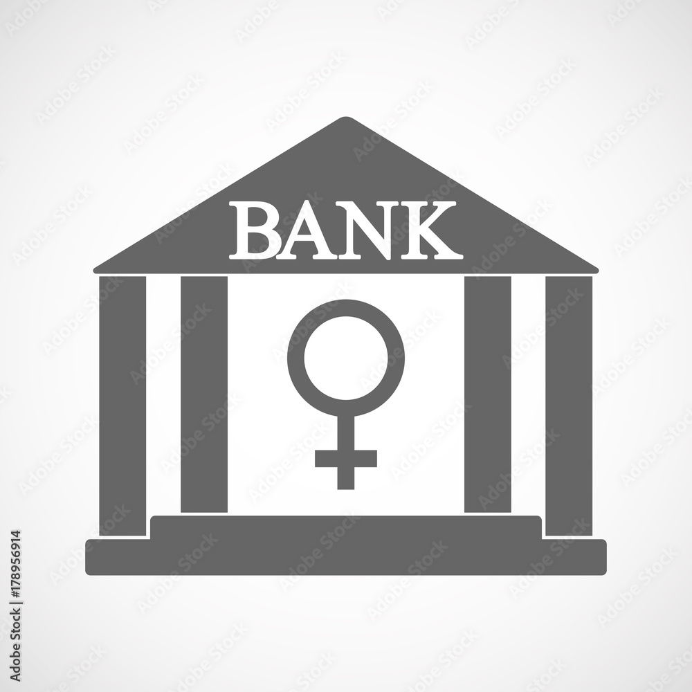Isolated bank icon with a female sign Isolated bank icon with a female sign